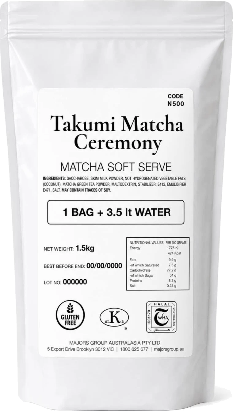 Takumi Matcha Ceremony matcha soft serve mix, 1.5kg bag