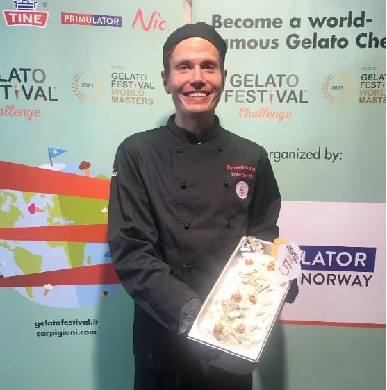 Blue Cheese Gelato Wins the Gelato Festival Challenge in Oslo 1 Winner Frode Stavran with his blue cheese gelato