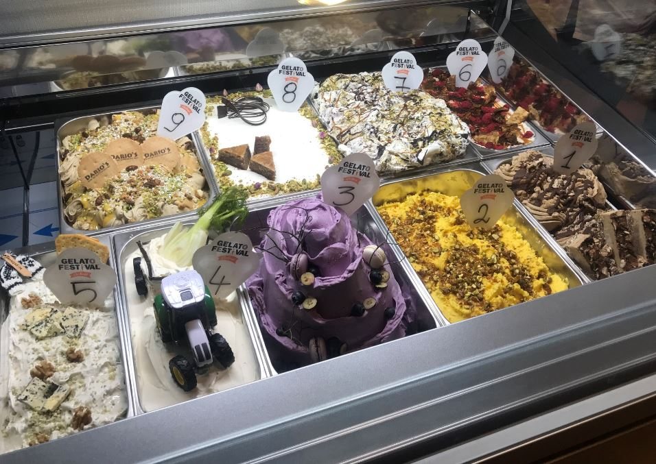 Blue Cheese Gelato Wins the Gelato Festival Challenge in Oslo 2 Gelato display at the Oslo Gelato Festival Challenge