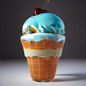 Blue vanilla gelato made with Rubicone ingredients