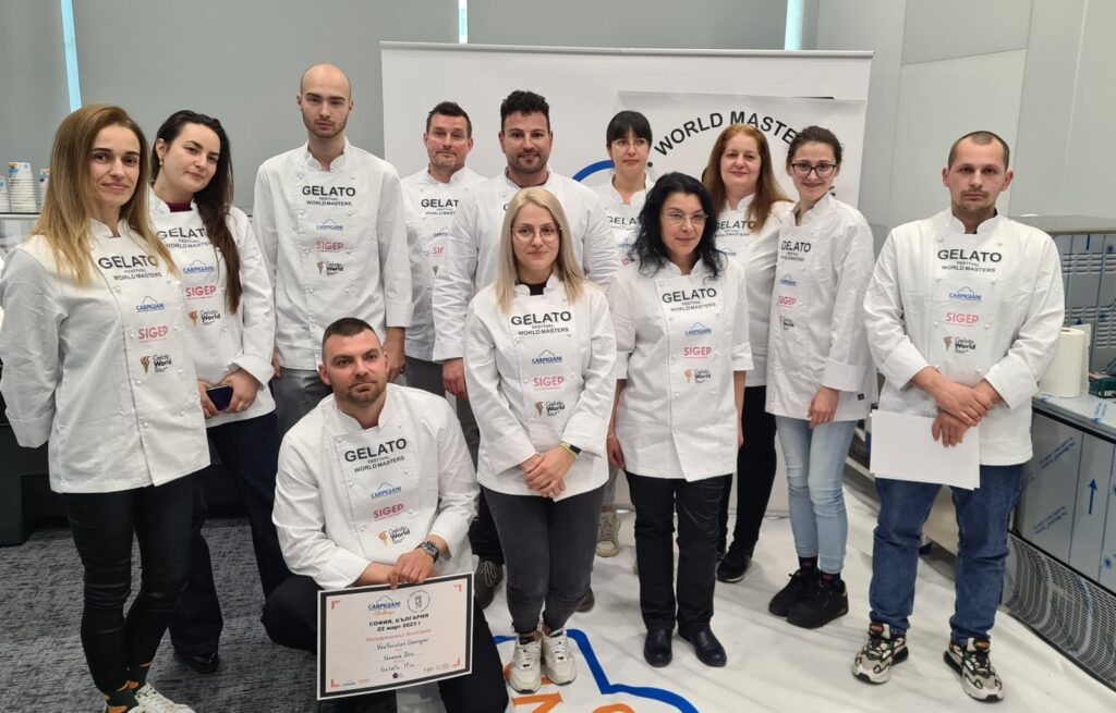 Bulgaria's 3 Best Gelato Artisans Head to the 2025 European Finals 1 Group photo of all 12 participants at the Bulgarian challenge in 2023