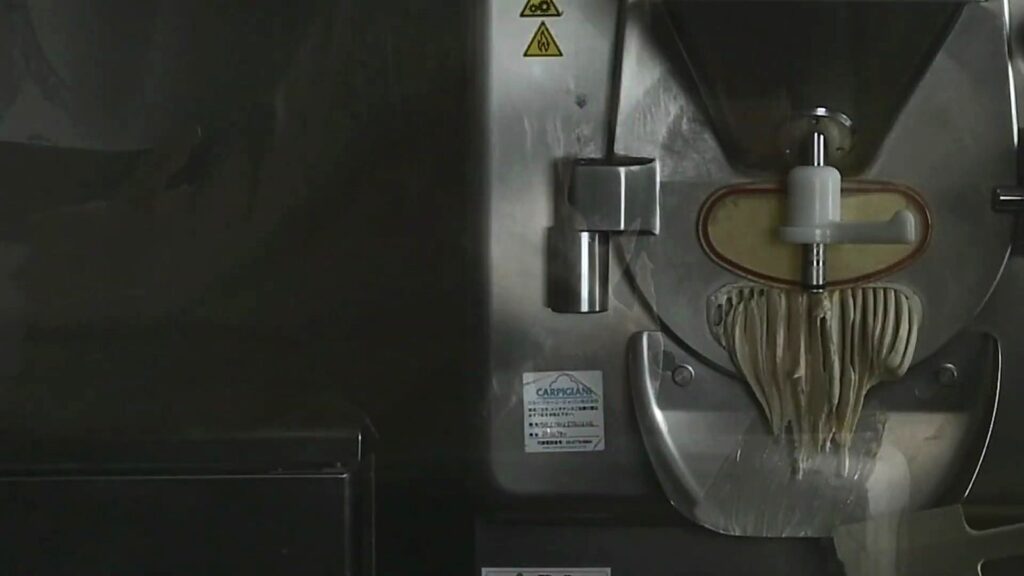 Asako Iwayanagi: Haute Pâtisserie, the Parfait Bijou and the Art of Gelato in Tokyo 19 Gelato extruding in ribbons from the batch freezer