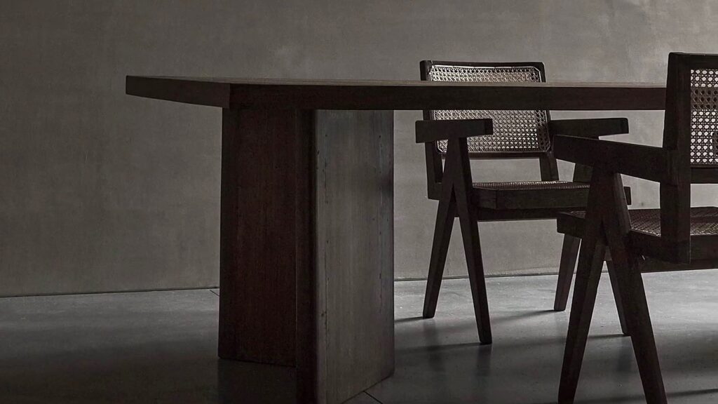 Asako Iwayanagi: Haute Pâtisserie, the Parfait Bijou and the Art of Gelato in Tokyo 20 Dark timber table and cane chairs in a grey room