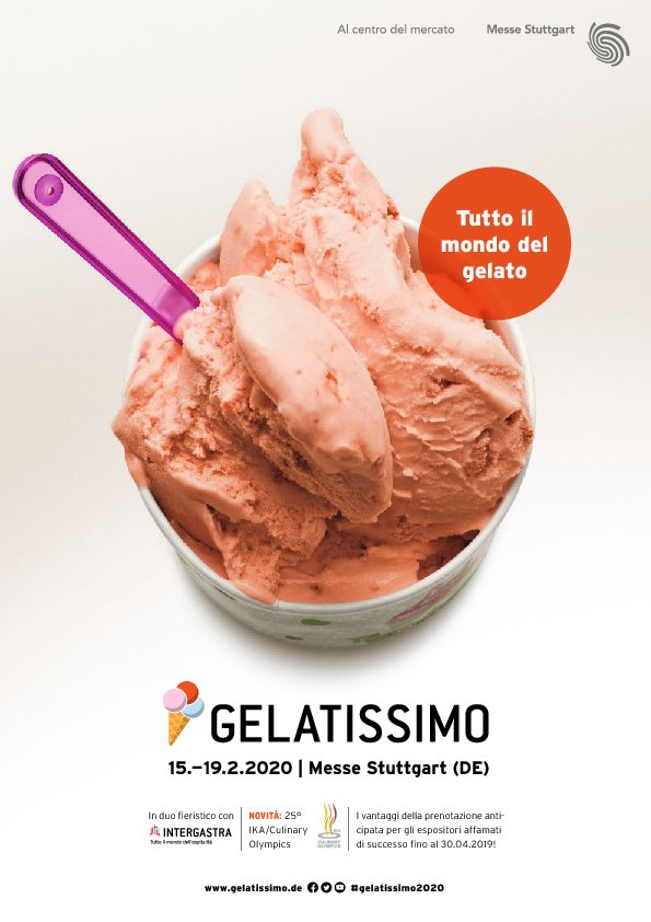 Gelatissimo 2020 exhibitor flyer for the Stuttgart trade fair