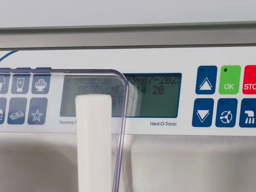 Control panel of a Carpigiani ReadyChef batch freezer