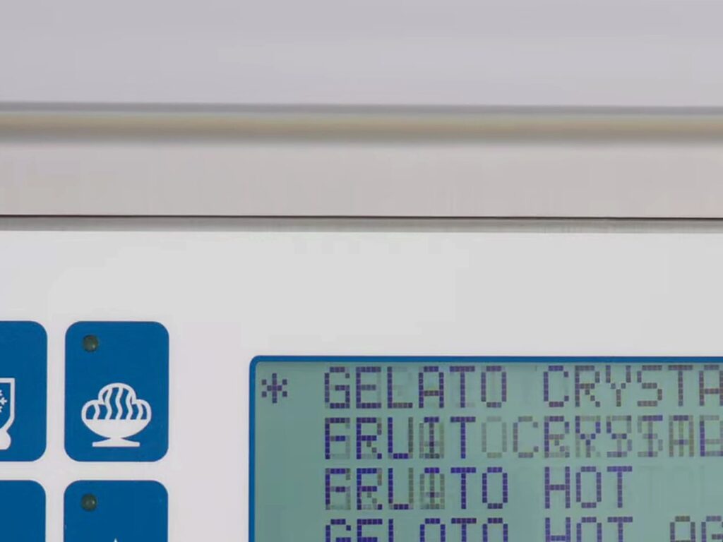 Programme list on the control panel with Gelato Crystal selected
