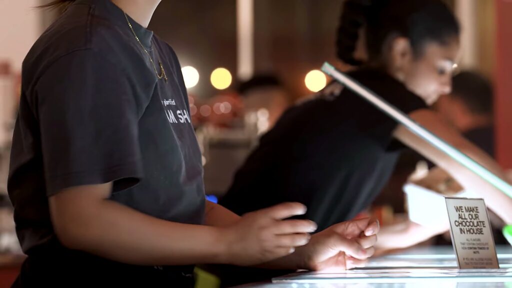 Gelato Messina and Carpigiani: How Nick Palumbo Scaled Gelato, Australian Style 19 Messina staff serving at the counter at night