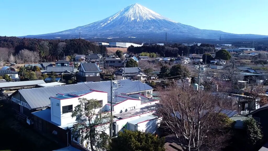 Ideboku: Farm-Fresh Gelato and Soft Serve from the Foot of Mount Fuji 17 Aerial view of the town and IDEBOK buildings below Mount Fuji
