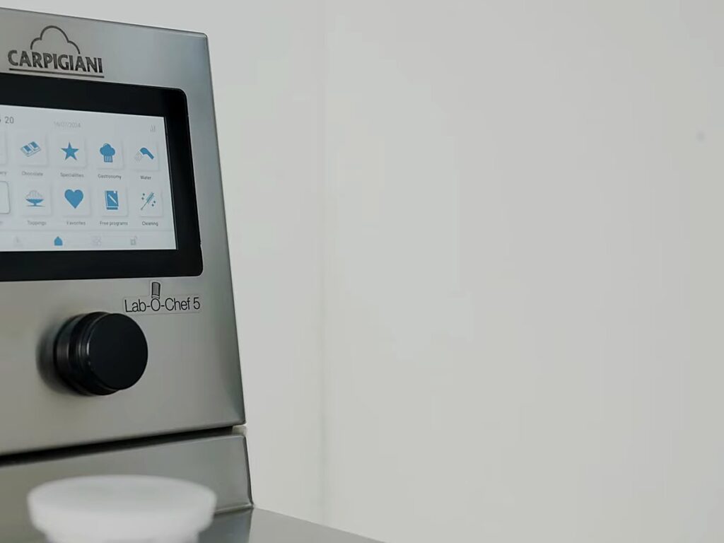 Carpigiani Lab-O-Chef 5: Pastry, Chocolate, Savoury and Gelato from One Countertop Machine 1 Front of the Lab-O-Chef 5 with its touch screen and joystick