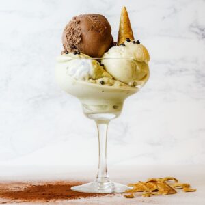 Cocoa gelato made with Rubicone ingredients