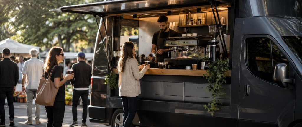 Battery Systems 4 Coffee and food van serving customers on battery power