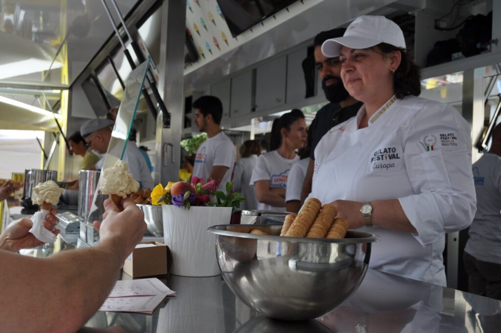 Gelato Festival London 2019 at King's Cross 2 Gelato being served to visitors at Gelato Festival London