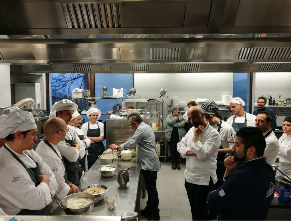 Gelato in Restaurants: Gelato University and Niko Romito Formazione 1 Students learning gelato at Niko Romito Formazione