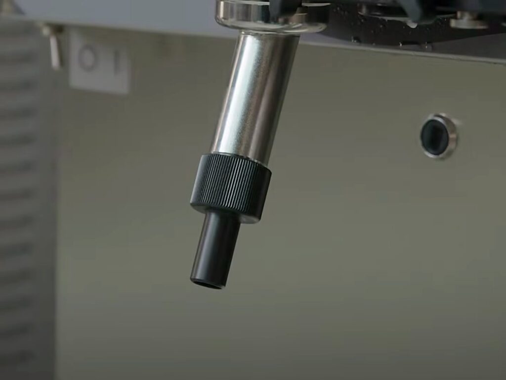 The Gelmatic Pastry Kit: Filling Tubs and Cups Straight from the Machine 2 The nozzle in place, ready to fill.