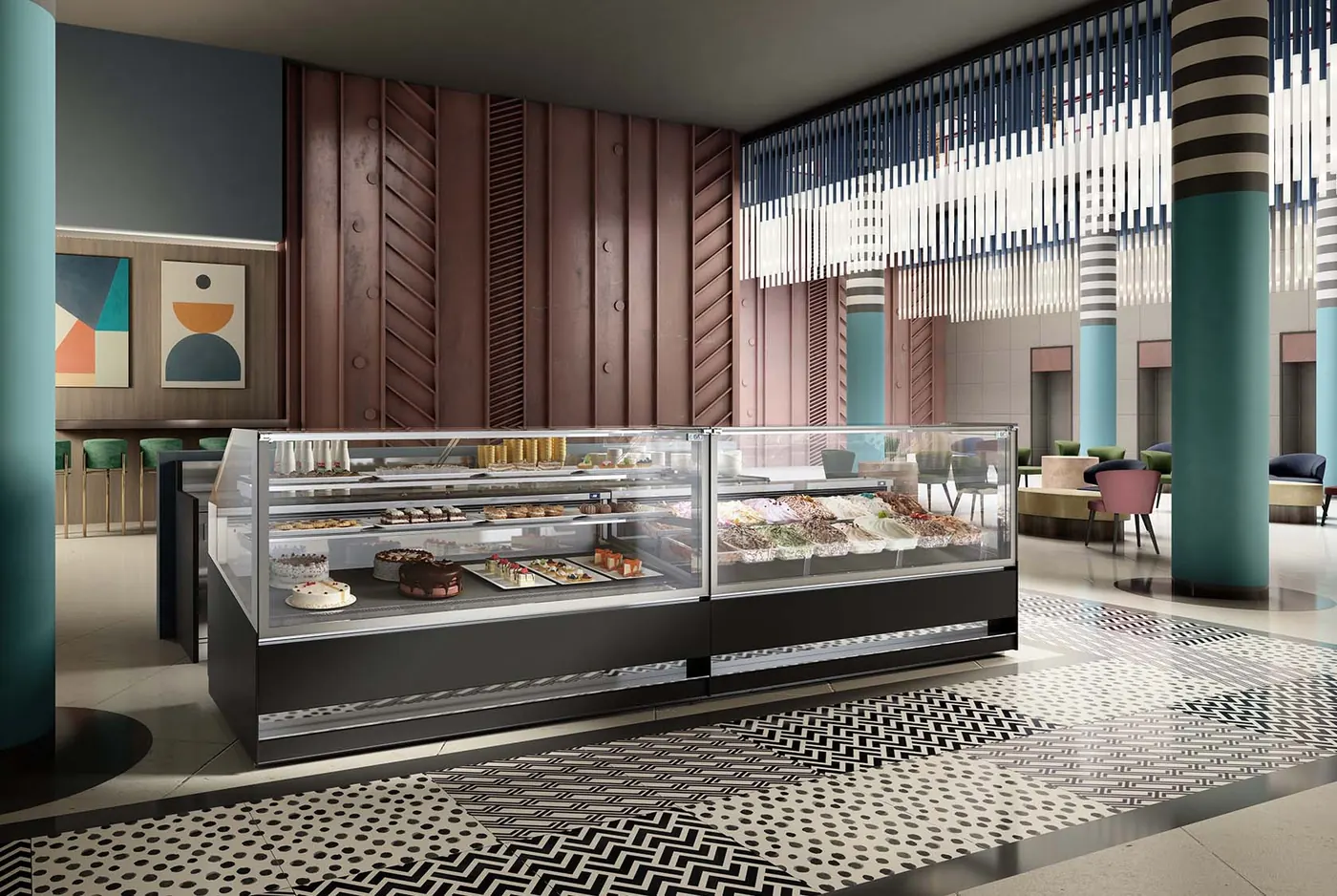 3D Show Pastry Display Cabinet 3 ISA 3D Show Pastry Display Cabinet installed in a store