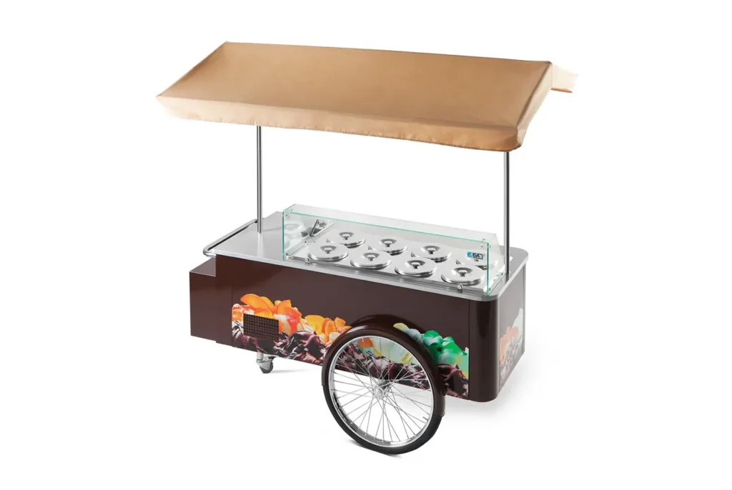 Carapine Pozzetti Gelato Cart 16 ISA Carapine Cart installed in a store