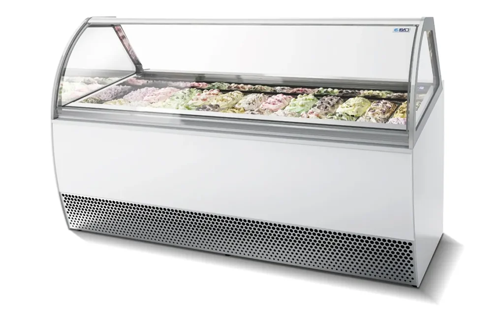 Millennium JX Gelato Display Cabinet 8 ISA Millennium LX gelato display cabinet installed in a store