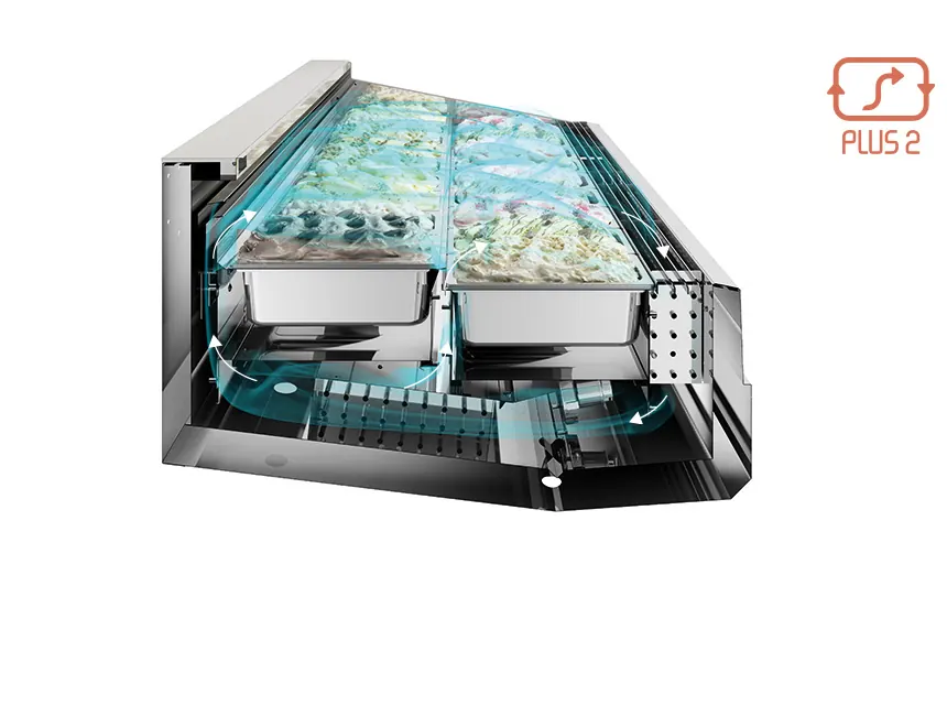 Diva Gelato Display Cabinet 10 ISA Plus 2: Double evaporator, double rear airflow
