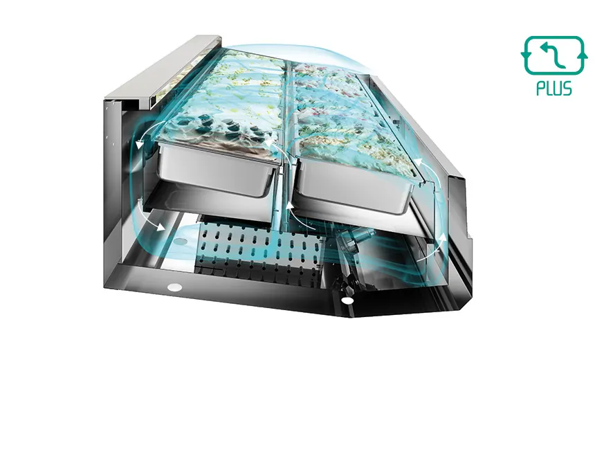 Diva Gelato Display Cabinet 8 ISA Plus: Single evaporator, double front airflow