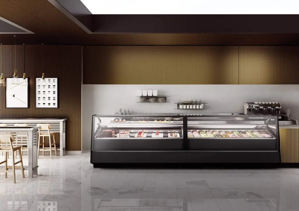 Stratos Gelato Display Cabinet 10 ISA Stratos gelato display cabinet installed in a store