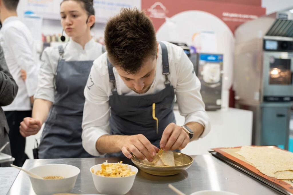 Lorenzo Cogo on His Passion for Gelato 1 Chef Lorenzo Cogo preparing a gelato dish at Host 2019