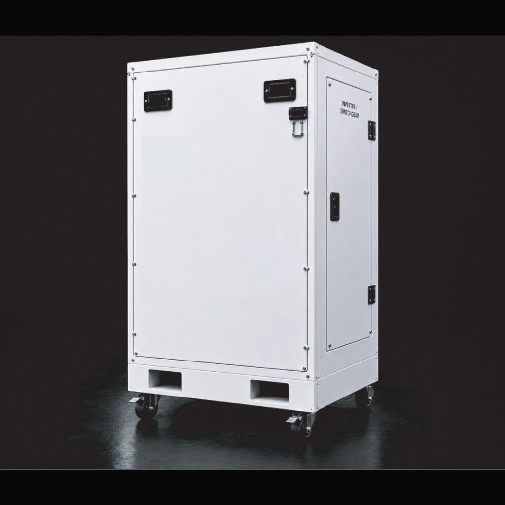 Battery Systems 2 Majors Group 64 kWh in-store battery system in a wheeled upright cabinet