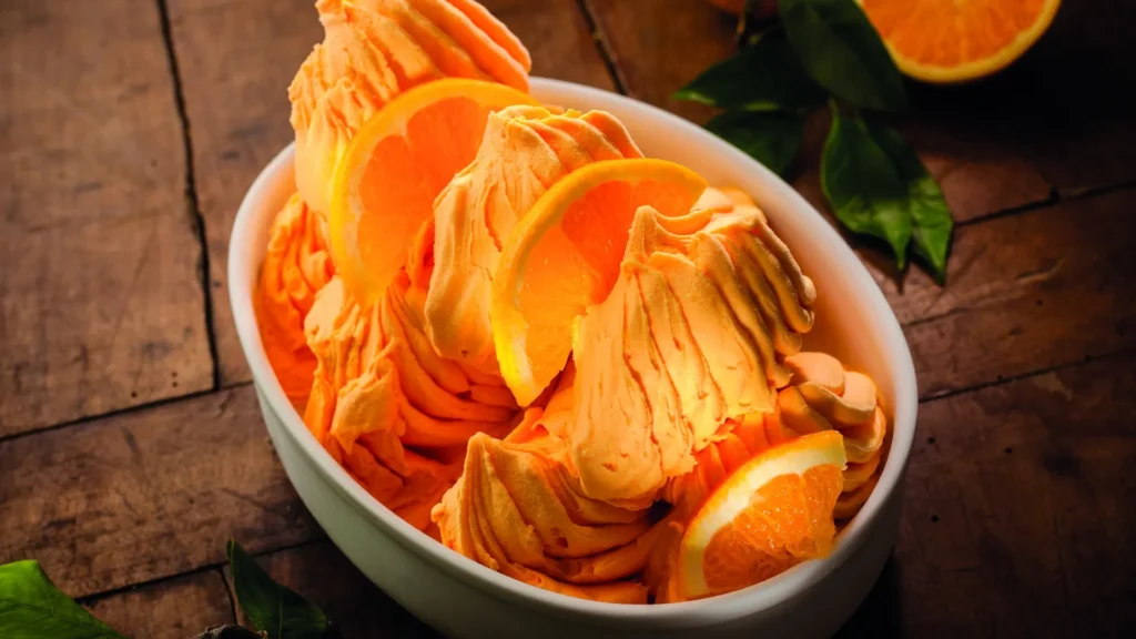 Orange gelato made with Rubicone fruit paste