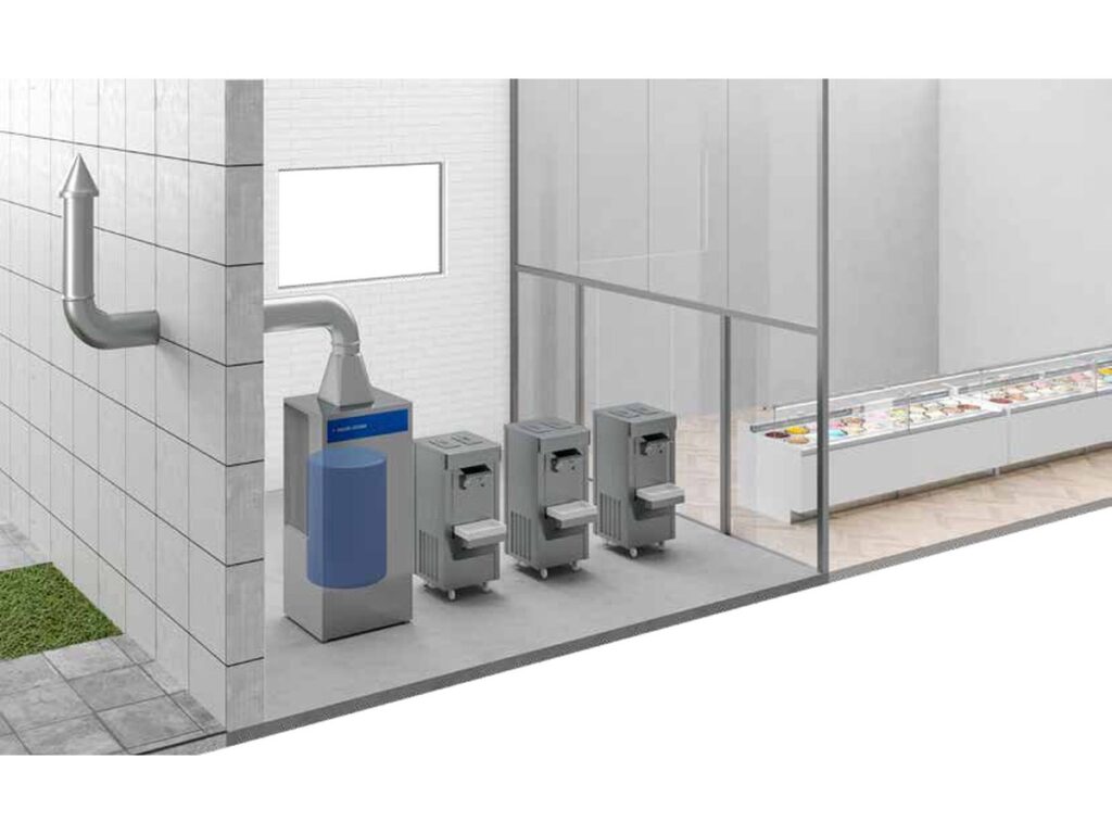 Salvalacqua COMPAT water economiser for small spaces in a gelato production room