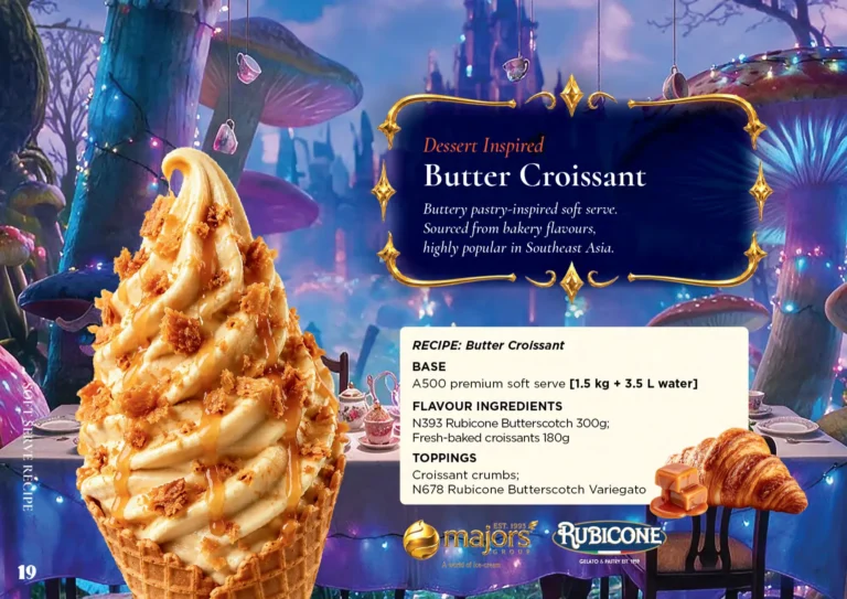 Butter Croissant: soft serve recipe idea, Dessert inspired, from the Majors Group Frozen Dessert Wonderland 2026 booklet