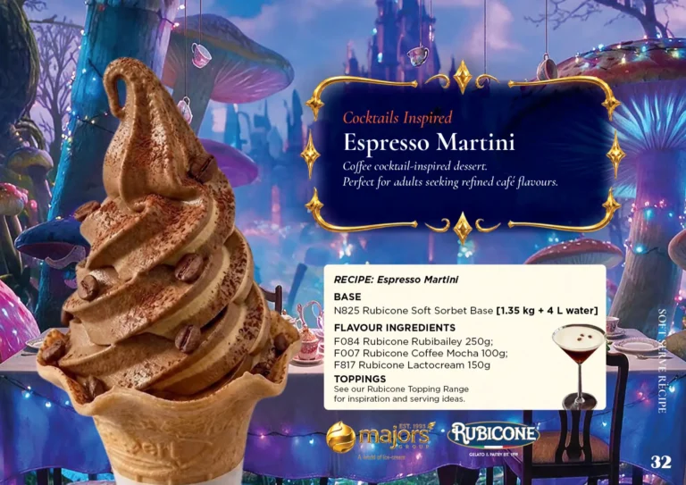 Espresso Martini: soft serve recipe idea, Drinks & cocktails inspired, from the Majors Group Frozen Dessert Wonderland 2026 booklet