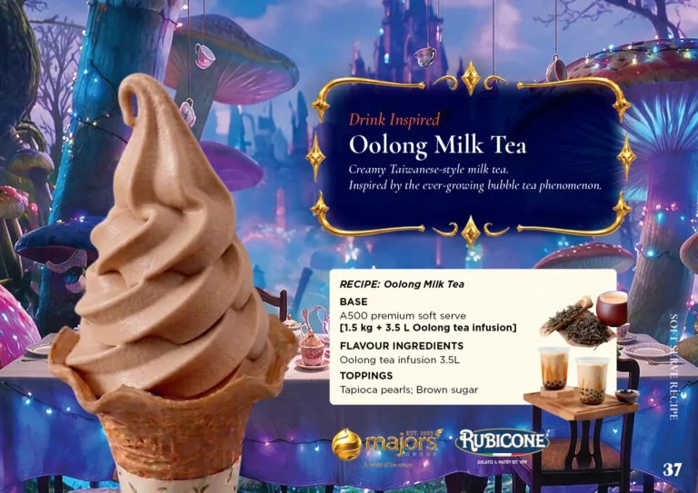 Oolong Milk Tea: soft serve recipe idea, Drinks & cocktails inspired, from the Majors Group Frozen Dessert Wonderland 2026 booklet