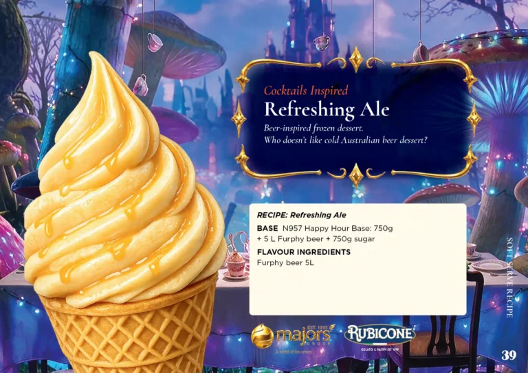 Refreshing Ale: soft serve recipe idea, Drinks & cocktails inspired, from the Majors Group Frozen Dessert Wonderland 2026 booklet