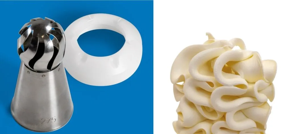Swirl sphere soft serve nozzle shape