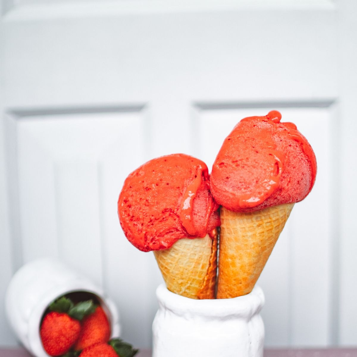 Strawberry Vegan Soft Serve Mix 3 Strawberry soft serve made with Rubicone ingredients