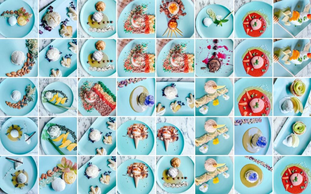 The 32 Finalists of the Gelato Festival World Masters World Final 2 Collage of gelato from the Gelato Festival World Masters finalists